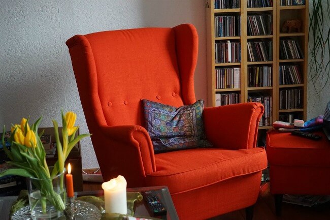 autumn interior design - red chair