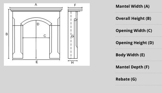 Fireplace dimensions diagram